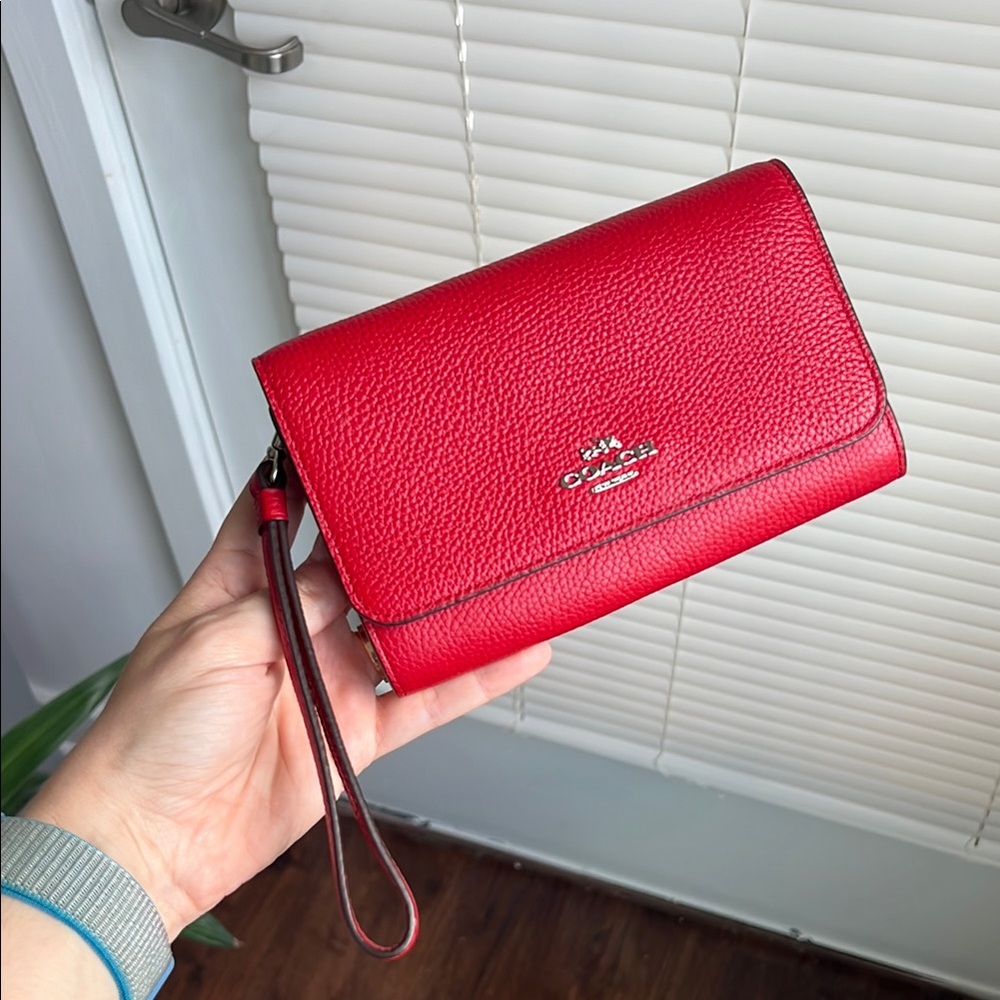 Coach Red Leather Phone Clutch/Wristlet